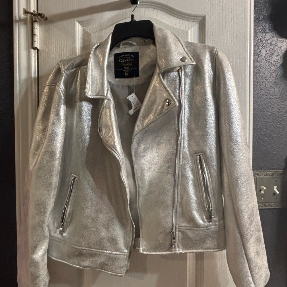 Cavalini Shimmering Silver Leather Jacket